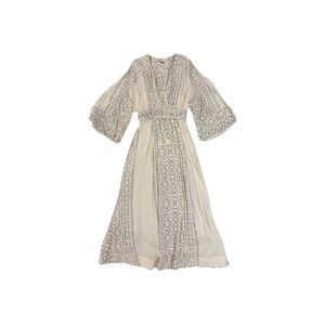 Free People Modern Kimono Dress in Pearl Combo Cream Gray – Size 0